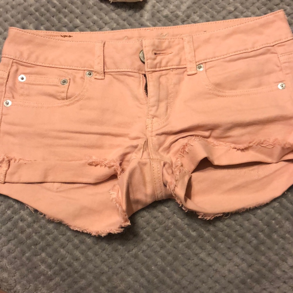 pink jean shorts